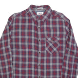TOMMY HILFIGER Mens Red & Grey Check Shirt L Cotton Blend Casual Long Sleeve