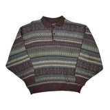 Caroche Argyle Sweater - Large Multicoloured Wool Blend