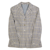ALTESSA Womens Blue & Beige Check Wool Blend Tailored Jacket XS Button Closure