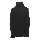 Womens Black Plain Pullover Patterned Roll Neck Jumper S Knitwear Elegant Design