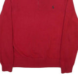 POLO RALPH LAUREN Mens Red Heavy Knit Quarter Zip Regular Fit Jumper XL Cotton