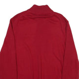 POLO RALPH LAUREN Mens Red Heavy Knit Quarter Zip Regular Fit Jumper XL Cotton