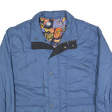 HD Mens Blue Cotton Blend Jacket XL Plain Zip Casual Outdoor Winter Wear