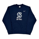 Nike Graphic Sweatshirt - Large Navy Cotton
