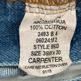 Unbranded Carpenter Jeans - 36W 30L Blue Cotton