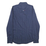 TOMMY JEANS Mens Blue & Pink Slim Fit Shirt S Cotton Button Long Sleeve