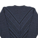 MAGLIFICO FLORENCE Mens Blue Patterned Jumper Crew Neck Chunky Knit XL Wool