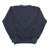 MAGLIFICO FLORENCE Mens Blue Patterned Jumper Crew Neck Chunky Knit XL Wool