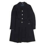 Navy Womens Button Cotton Jacket M Plain Classic Fit Long Sleeve Single Breasted