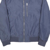 H&M Mens Blue Bomber Jacket S Polyester Plain Zip Casual Lightweight