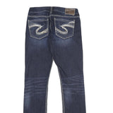 SILVER JEANS CO Womens Slim Blue Denim Jeans W27 L32 Stylish Stitching Zip