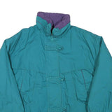 IZZI Womens Teal & Purple Casual Jacket L Polyester Blend Zip Plain Relaxed Fit