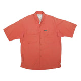 COLUMBIA Mens Red Outdoor Short Sleeve Shirt S Polyester Blend Casual