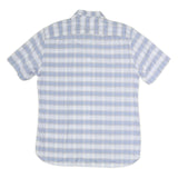 TOMMY HILFIGER Mens Blue & White Check Short Sleeve Shirt XL Button Down Casual