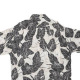 CAMPIA Mens Black & Cream Leaf Print Rayon Shirt XL Casual Summer Short Sleeve