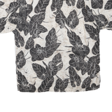 CAMPIA Mens Black & Cream Leaf Print Rayon Shirt XL Casual Summer Short Sleeve