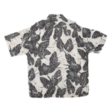 CAMPIA Mens Black & Cream Leaf Print Rayon Shirt XL Casual Summer Short Sleeve