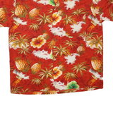 KENNINGTON Mens Red Hawaiian Shirt L Cotton Blend Summer Beach Holiday Casual