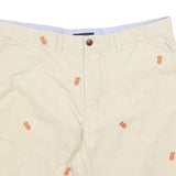 TOMMY HILFIGER Mens Beige Pineapple Embroidered Casual Shorts L W36 Summer