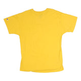 CHAMPION Mens Yellow Logo Print T-Shirt L Short Sleeve Crew Neck Cotton Casual