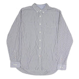 TOMMY HILFIGER Mens Blue & White Stripe Shirt L Classic Button Down Long Sleeve