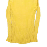 ITS OUR TIME Womens Yellow Plain Rib Knit Roll Neck Jumper L Lightweight Stretch