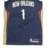 NIKE Mens Blue & Beige New Orleans Basketball Jersey S Sleeveless V-Neck