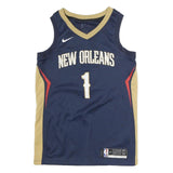 NIKE Mens Blue & Beige New Orleans Basketball Jersey S Sleeveless V-Neck