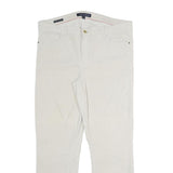 TOMMY HILFIGER Womens Cotton Blend Slim White Trousers W35 L28 Stylish Comfort