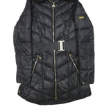 BARBOUR INTERNATIONAL Womens Black Quilted Jacket UK 10 Polyester Blend Zip Faux