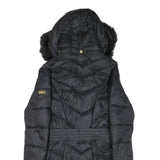 BARBOUR INTERNATIONAL Womens Black Quilted Jacket UK 10 Polyester Blend Zip Faux