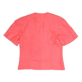 PIER BE PARIS Womens Coral Double Breasted Short Sleeve V-Neck Cotton Blend Top