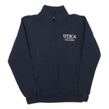CHAMPION Mens Navy Blue Utica College Pullover Sweatshirt S Quarter Zip