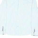 NAUTICA Mens White & Blue Checked Slim Fit Shirt L Cotton Blend Casual Smart
