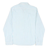 NAUTICA Mens White & Blue Checked Slim Fit Shirt L Cotton Blend Casual Smart