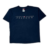 Made In USA Tommy Hilfiger Spellout T-Shirt - XL Navy Cotton