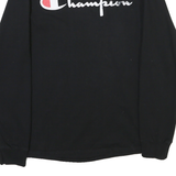 CHAMPION Mens Black Graphic Long Sleeve T-Shirt S Crew Neck Cotton Jersey