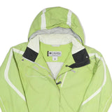 COLUMBIA Mens Green & White Outdoor Jacket XL Polyester Blend Zip Hooded