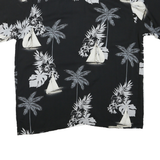 PURITAN Mens Black Plain Hawaiian Shirt M Cotton Blend Short Sleeve Casual