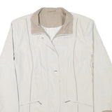 Womens Beige & Cream Zip Jacket M Polyester Blend Plain Long Sleeve Casual