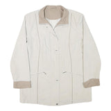 Womens Beige & Cream Zip Jacket M Polyester Blend Plain Long Sleeve Casual
