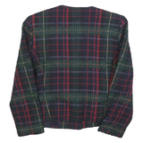 KASPAR Womens Navy & Green Tartan Wool Blend Button Jacket S Woven Classic