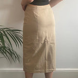 Diana Gallesi Midi Skirt - 27W UK 8 Beige Cotton Blend