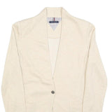 TOMMY HILFIGER Womens Cream Plain Cardigan Button Up Regular Size M Cotton Blend