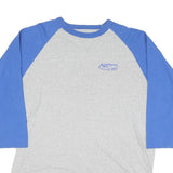 CHAMPION Mens Grey & Blue Graphic Baseball T-Shirt XL Long Sleeve Crew Neck