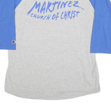 CHAMPION Mens Grey & Blue Graphic Baseball T-Shirt XL Long Sleeve Crew Neck