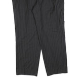 Mens Wool Grey Regular Straight Trousers W40 L30 Formal Workwear Zip Closure