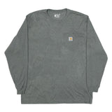 CARHARTT Mens Grey Long Sleeve Pocket T-Shirt L Cotton Blend Casual