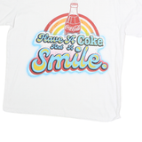 COCA COLA Womens White Have A Coke And A Smile Graphic T-Shirt L Short Sleeve