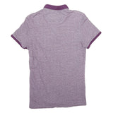 TED BAKER Mens Purple Polo Shirt Short Sleeve Geometric Print S Button Collar